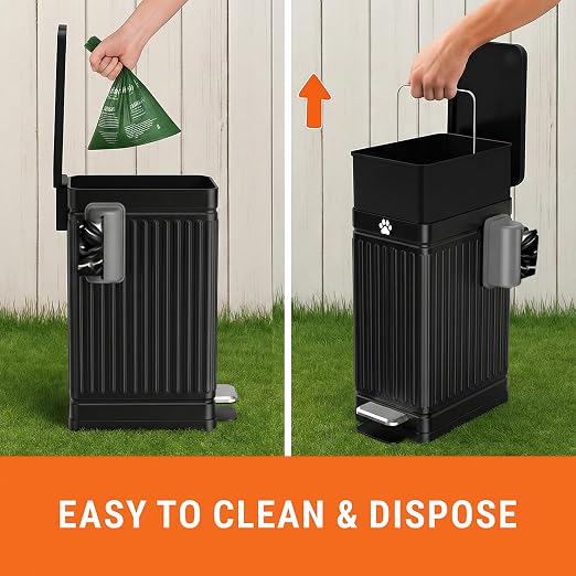 Pupzle Dog Poop Trash Can Outside, 3.2 Gal Metal Dog Waste Trash Can - Image 6