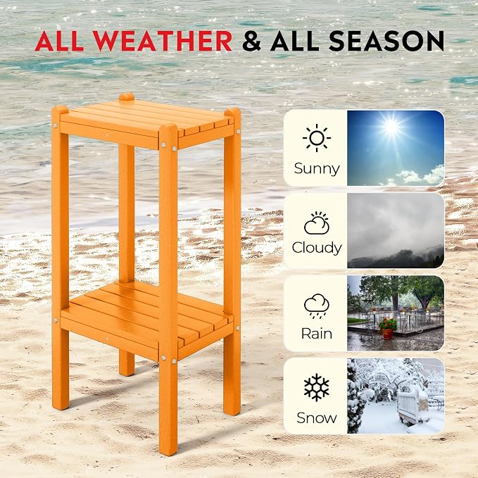 Costaelm Outdoor Side Table, 2-Tier Small Patio Coffee Tables - Image 5