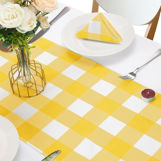 Fabric Checkered Table Runner 1 Pack Waterproof Gingham Table Runner 14W x 108L - Image 5