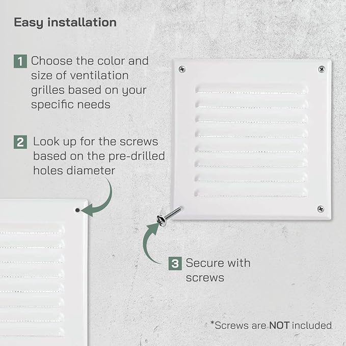Vent Systems - 5 x 5 Inch Pack of 5 White Metal Square Soffit Air Vent Grille - Image 4