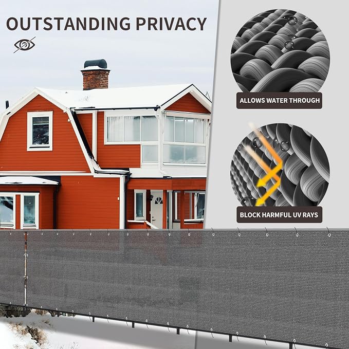 LOVE STORY Custom Size 3.3'x25' Dark Grey Balcony Privacy Screen, UV Block - Image 4