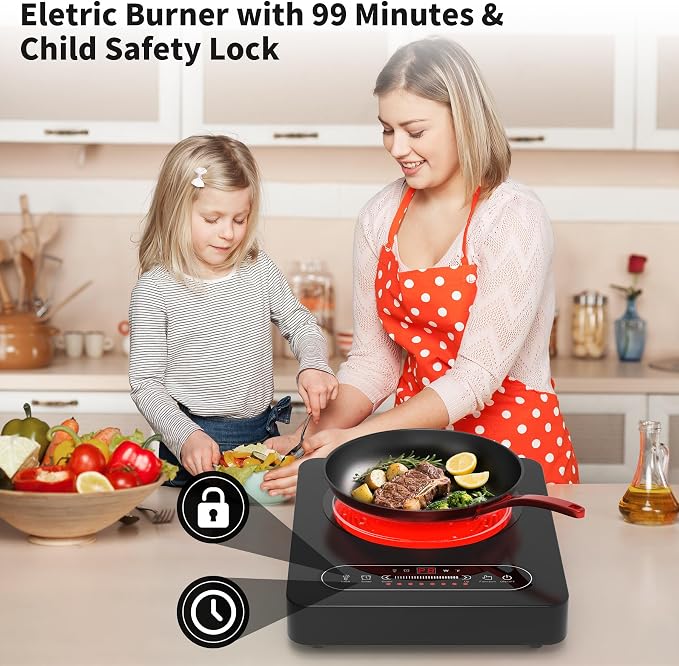 Single Burner Electric Cooktop, 110V 1800W Electric Stove Top - Image 6