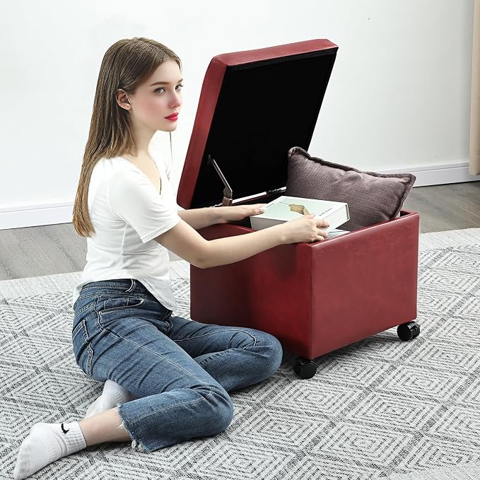 Homebeez Storage Ottoman Footrest Stool - Image 4