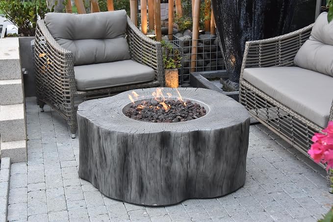 Elementi | Bundle Manchester Gas Fire Pit Cast Concrete Semi-Round Fire Table - Image 3