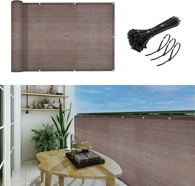 3'x10'Balcony Privacy Screen Cover Fence Cover UV Protection Weatherproof by GardenLux