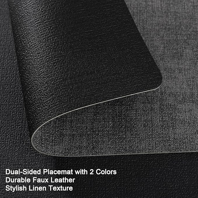 Myir JUN Placemats Dual Sided, Faux Leather Place Mats Set of 6 Indoor Placemats - Image 2