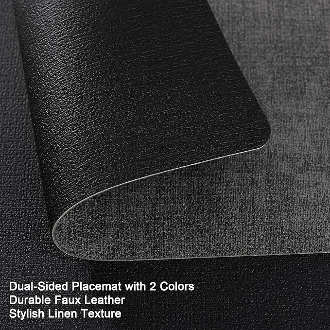 Myir JUN Dual Sided Faux Leather Place Mats Set of 4, Indoor & Outdoor Placemats - Image 2