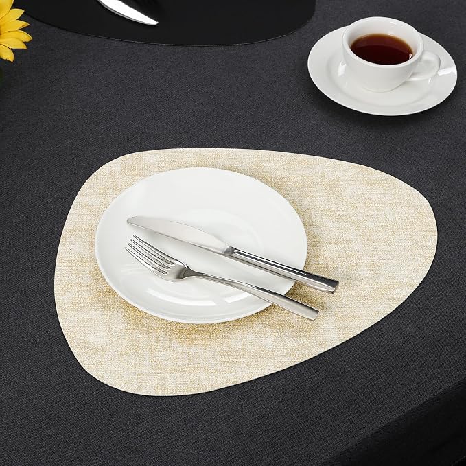 Placemats and Coasters, Washable Reversible Placemats Round Faux Leather - Image 8