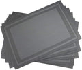 Gugrida Placemats Set of 6 Plaid Checkered Silver Grey PVC Placemat by Gugrida