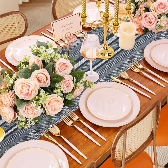 20 Pieces Boho Disposable Table Runners Roll 12x72 Inch, Non-Woven Waterproof - Image 4