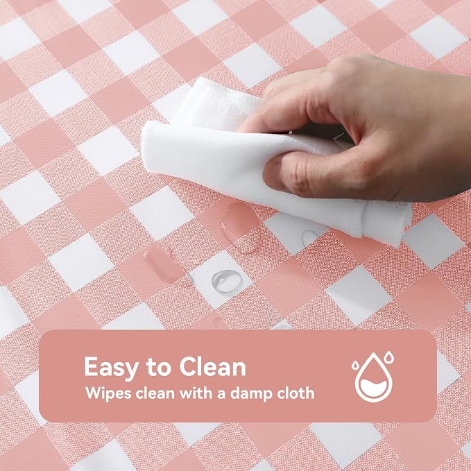 Romanstile Rectangle Vinyl Tablecloth, 100% Waterproof Checkered Plastic Table - Image 2