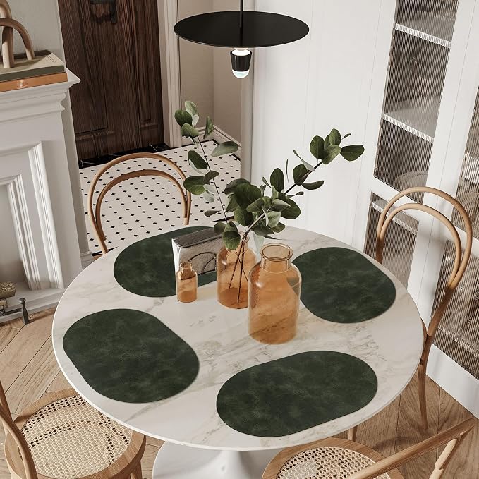 ADRIMER Placemats, Heat Resistant Oval Placemats Set of 8 Washable 12 x 17 Inch - Image 2