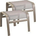 Patio Dining Chairs Footstools Outdoor Aluminum Ottoman Assembled Footrest Side by Deugold