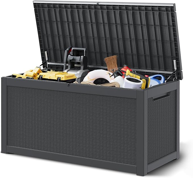NUNU LAB 260 Gallon Outdoor Storage Box, Resin Large Sturdy Deck Box, Backyard by NUNULAB