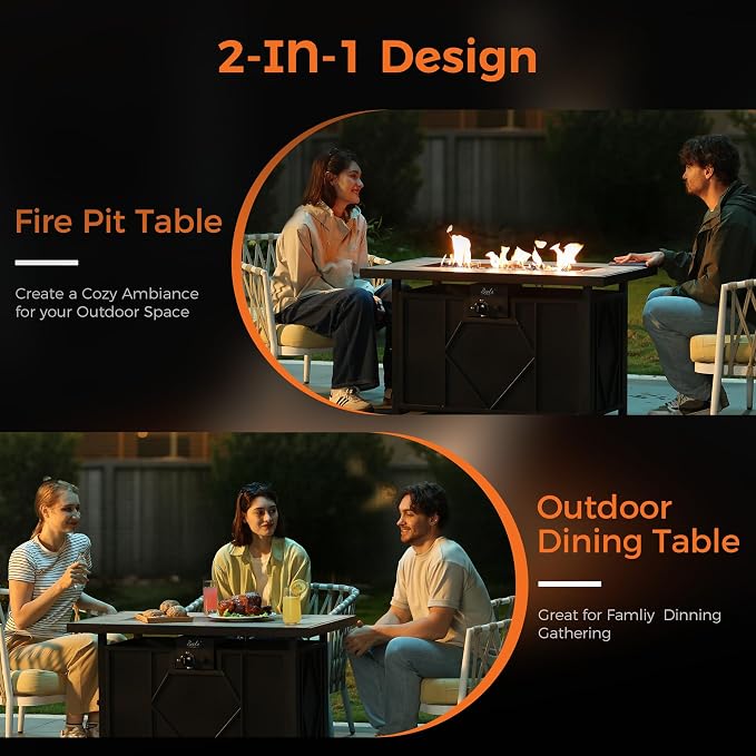 BALI OUTDOORS 42 inch Propane Fire Pit Patio Outdoor Fire Pit Table Large Black - Image 7