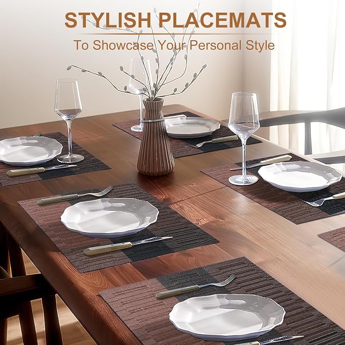 BETEAM Placemats Set of 12, Woven Vinyl Placemat - Image 6