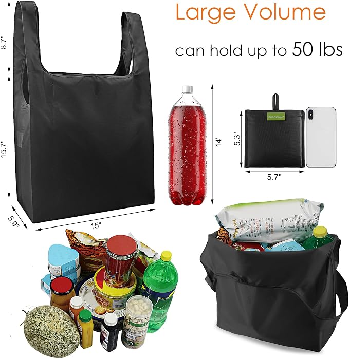 BeeGreen Black Reusable Grocery Bags Wholesale Dark Reusable Kitchen Bags Bulk - Image 2