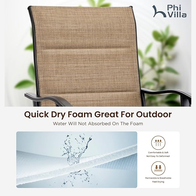 PHI VILLA 3 Piece Outdoor Bar Set, Bar Height Patio Table and Chairs - Image 3