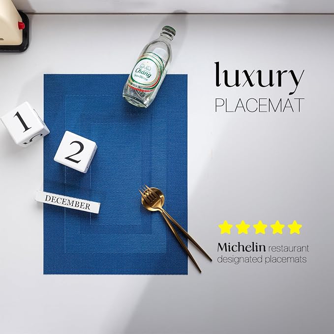 LEXMORE Placemats Set of 6 Vinyl/Plastic Woven Place Mats - Image 2