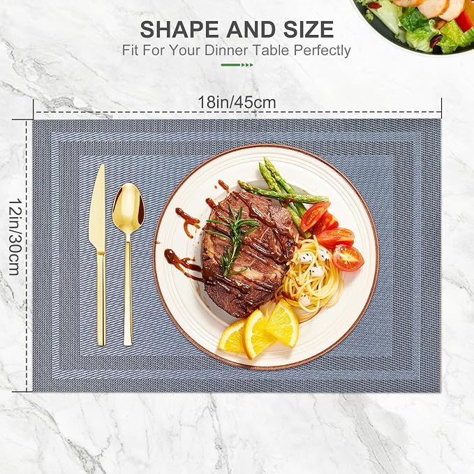 BETEAM Placemats Set of 8, Woven Vinyl Placemat - Image 5
