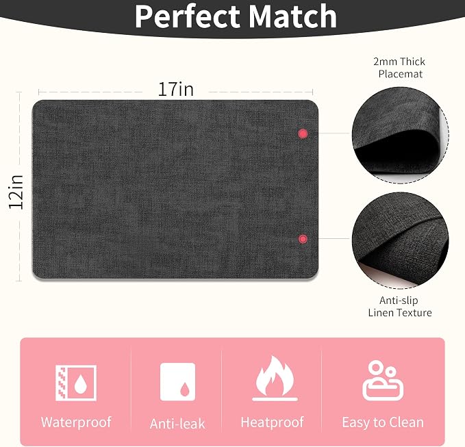 Maxpearl Faux Leather Placemats Set of 4, Waterproof - Image 6