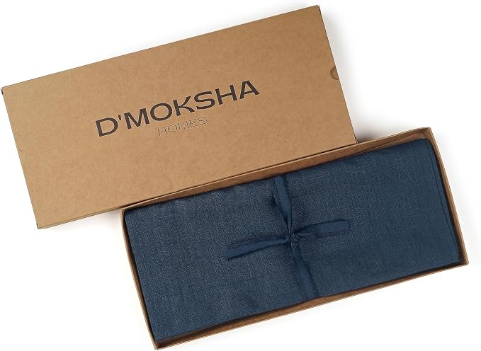 D'Moksha Homes Linen Navy Blue Table Runner 108 Inches Long - Image 7