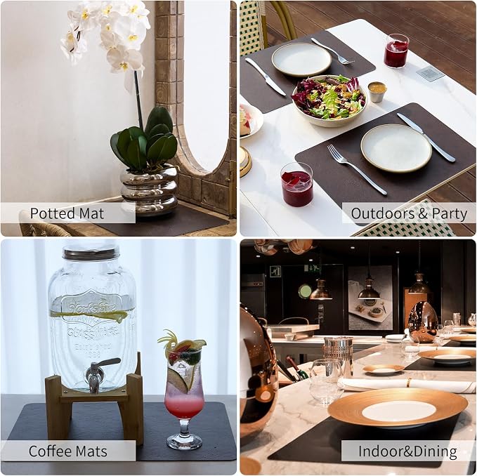 Cowhide Pattern Faux Leather Placemats Set of 4, Heat Resistant Non-Slip - Image 7