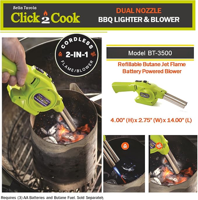 Click2Cook 2-in-1 Dual Nozzle BBQ Lighter & Blower – Refillable Butane Jet - Image 7