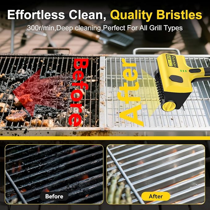Oxzeps Outdoor Electric BBQ Brush, 2600mAh Battery Capacity 7.4V 2-Speed Power - Image 5