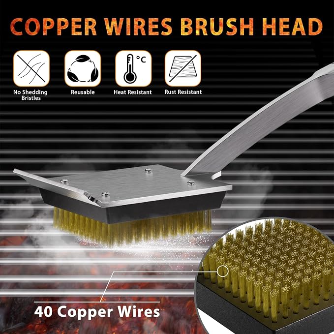ENLOY Copper Wire Grill Brush Replacement Head, Grill Cleaning Bristle Brush - Image 2