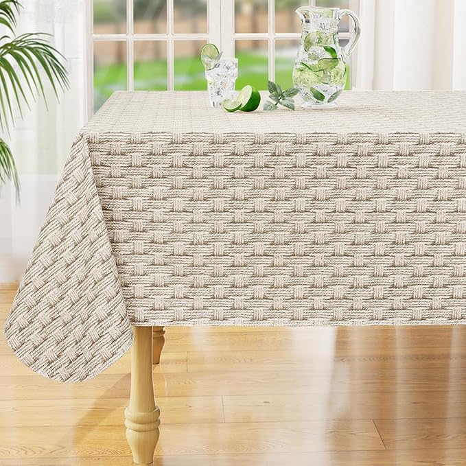 misaya Rectangle Waterproof Vinyl Table Cloth, Wipeable Tablecloth by misaya