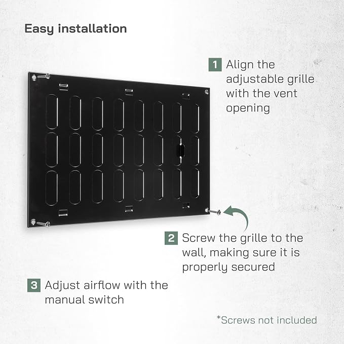 Vent Systems 12" x 8" Inch Black Metal Vent Cover - Image 4