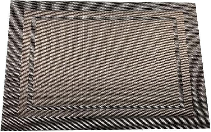 Gugrida Placemats Set of 6 Plaid Checkered Brown PVC Placemat - Image 2