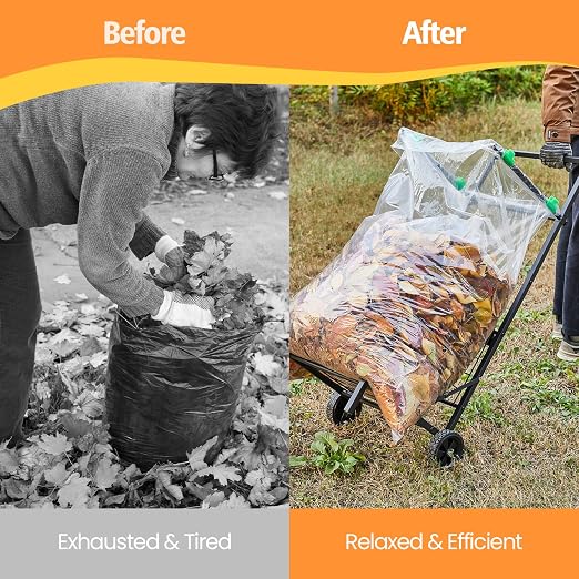 Foldable Leaf Bag Holder, Mobile Trash Bag Holder Stand - Image 5