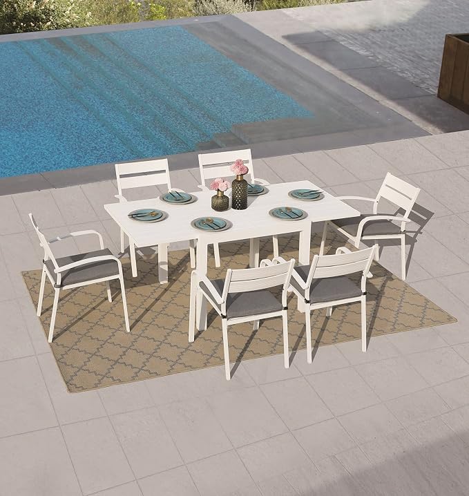 Soleil Jardin Aluminum Patio Extendable Dining Table, Adjustable Indoor Outdoor - Image 4