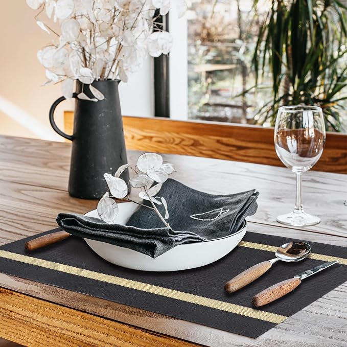 Luxurious Placemats Set of 8, Vinyl Table Place Mats Stain Resistant Foldable - Image 6