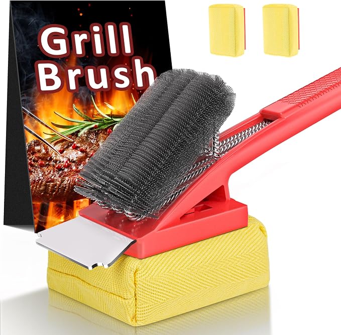 BBQ Grill Brush with Scraper-Removable BBQ Clearning Brush Head with Wire by PePeng