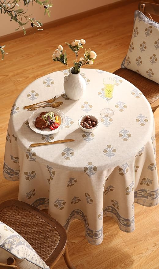 patdrea Designer Vintage Small Beige Tablecloth - Image 3
