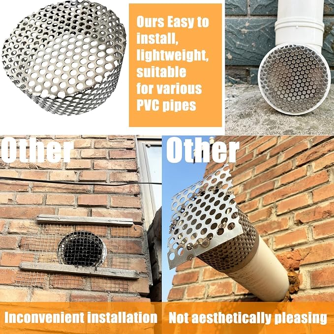 PVC Termination Cap Vent Cover, Stainless Steel Mesh Screen Vent Cover Slot - Image 3
