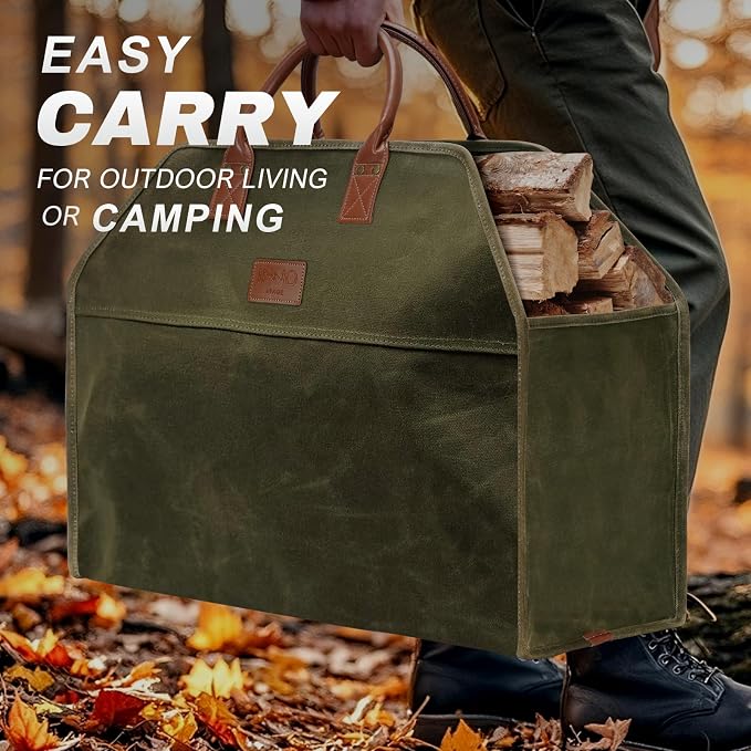 INNO STAGE Heavy Duty Firewood Log Carrier Tote Bag, Large Wood Storage Hay - Image 3