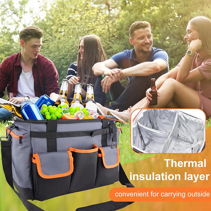 Large BBQ Grill Caddy with Paper Towel Holder, Foldable Insulated Picnic - Image 7
