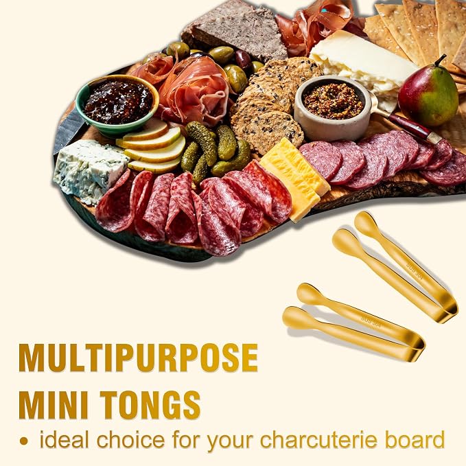 12 PCS Small Serving Tongs, 4.3" Mini Gold Tongs, Coffee Bar, Tea Party - Image 4