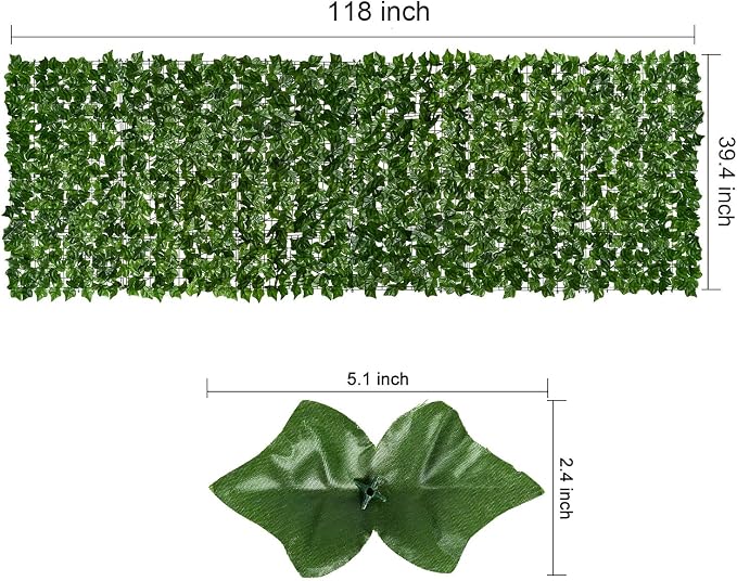 DearHouse 118x39.4in Artificial Ivy Privacy Fence Wall Screen, Artificial - Image 3