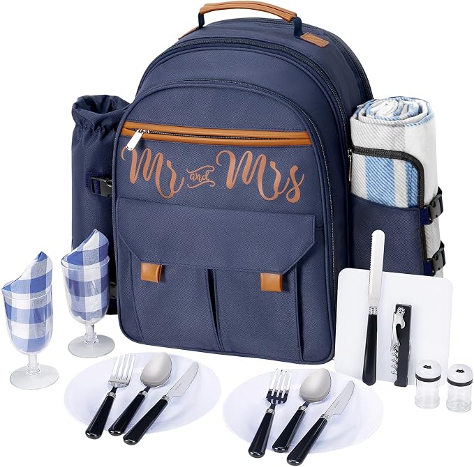 Couple Gifts 22L Picnic Basket Set, Leak Proof Cooler Camping Gifts, Cool by AWBRIDAL