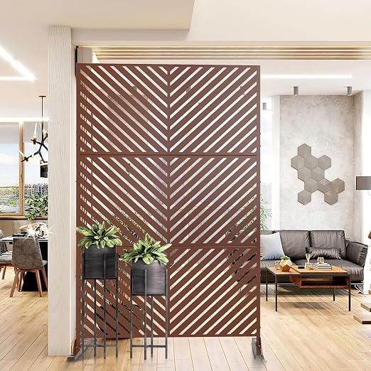 Casaphoria 72" H x 47" W Metal Privacy Screen, Freestanding Outdoor Screen - Image 2