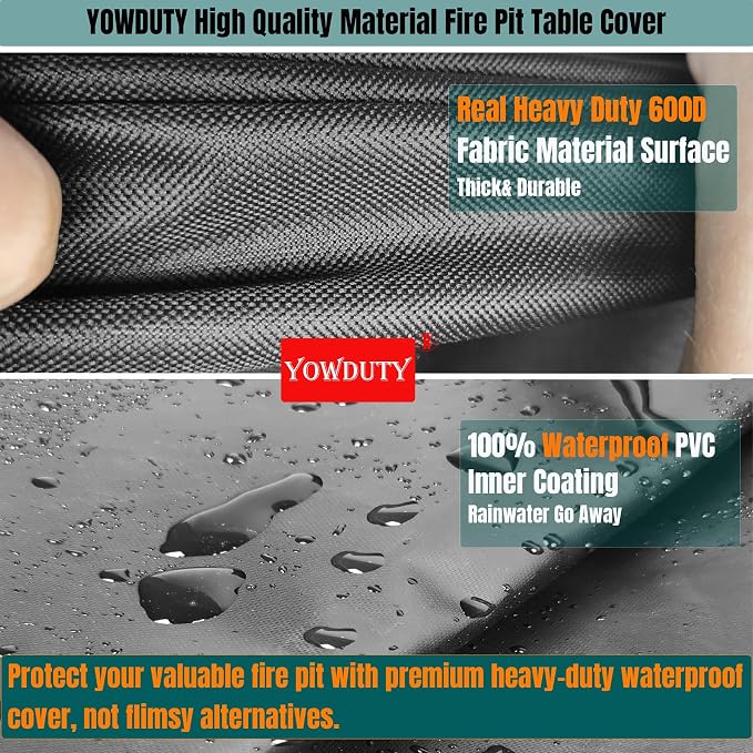 Propane Fire Pit Cover Square 36x36x25 Inch, Waterproof Heavy Duty 600D Patio - Image 3
