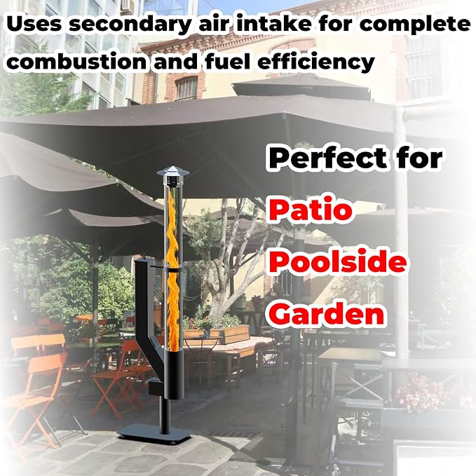Smokeless Wood Pellet Patio Heater, Spiral Swirling Flame Glass Tube Fire Pit - Image 7