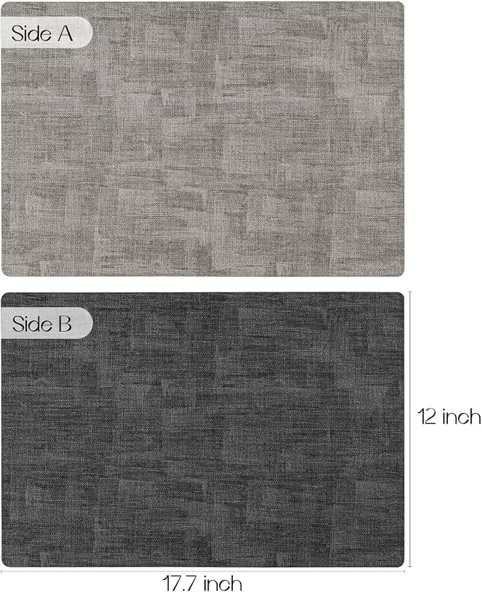 Romanstile Reversible Vinyl Placemats Set of 8, Faux Leather 100% Waterproof - Image 2