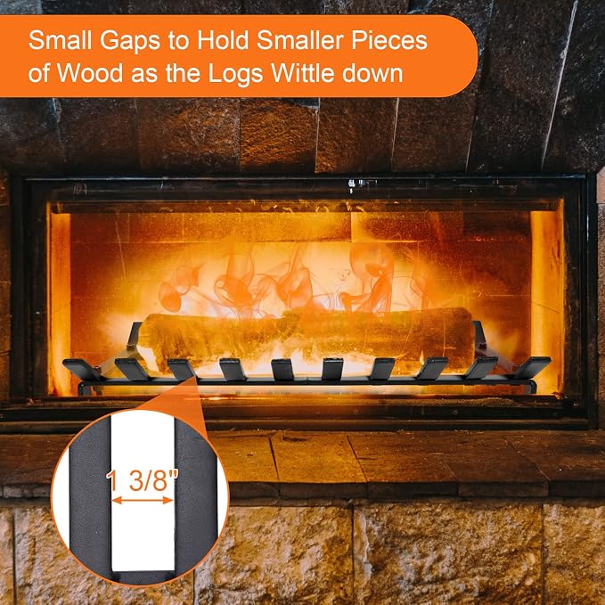 24" Fireplace Grate Wood Stove Grate Rack Fireplace Tools Rack Heavy Duty Solid - Image 8