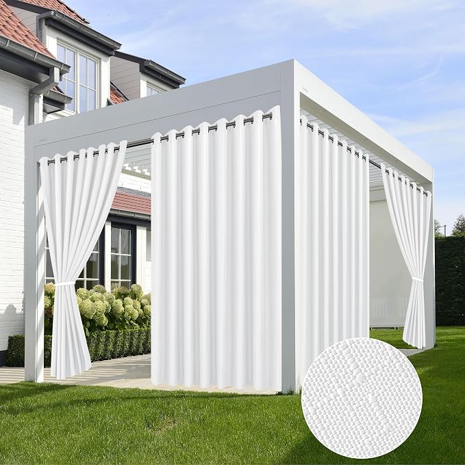 HolidayIdeas 4 Panels Linen Outdoor Curtains by HolidayIdeas
